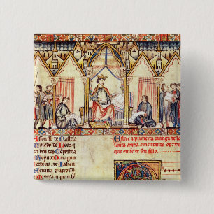 Badge Carré 5 Cm La cour d'Alfonso X 'le Wise
