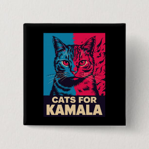 Badge Carré 5 Cm La dame aux chats sans enfants vote Kamala Harris 