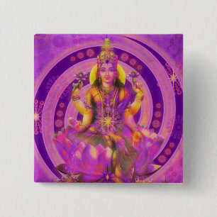 Badge Carré 5 Cm La déesse hindouiste Lakshmi