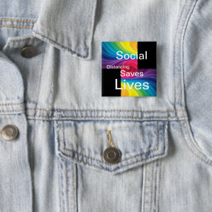 Badge Carré 5 Cm la distanciation sociale sauve des vies