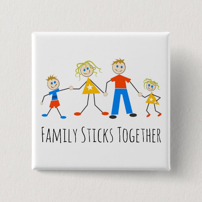 Badge Carré 5 Cm La famille colle ensemble (Devant)