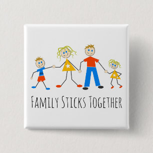 Badge Carré 5 Cm La famille colle ensemble