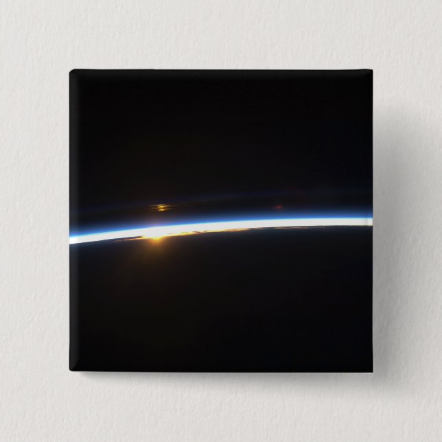 Badge Carré 5 Cm La fine ligne de l'atmosphère terrestre (Devant)