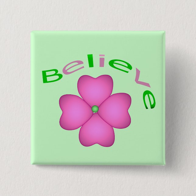 Badge Carré 5 Cm La fleur inspirée croient (Devant)