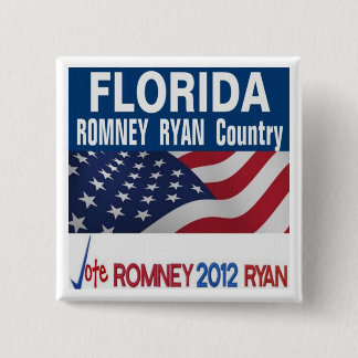 Badge Carré 5 Cm La Floride est bouton de pays de Romney Ryan