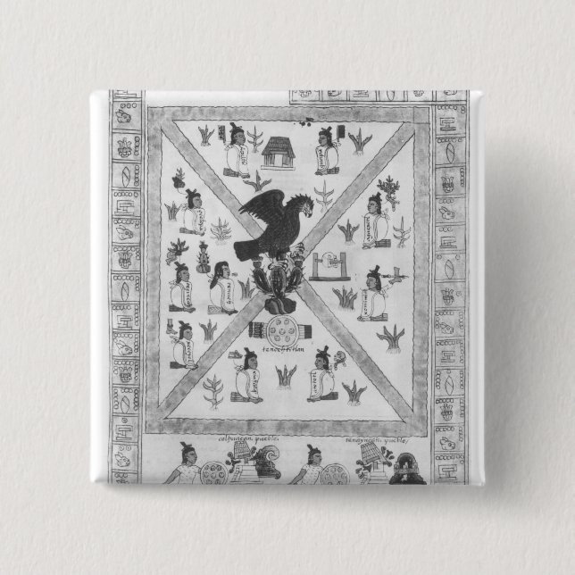 Badge Carré 5 Cm La fondation de Tenochtitlan (Devant)