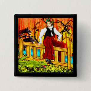 Badge Carré 5 Cm La garde d'enfants de barrière (goupille)