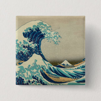 Badge Carré 5 Cm La Grande Vague au large de Kanagawa