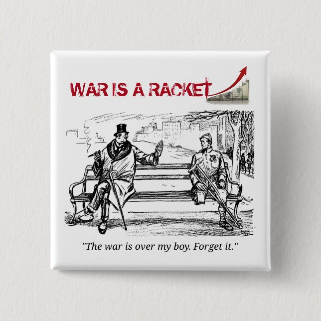 Badge Carré 5 Cm La guerre est une raquette (Devant)