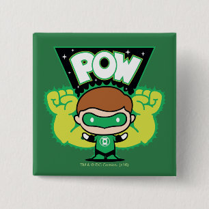 Badge Carré 5 Cm La lanterne verte de Chibi forme des poings géants