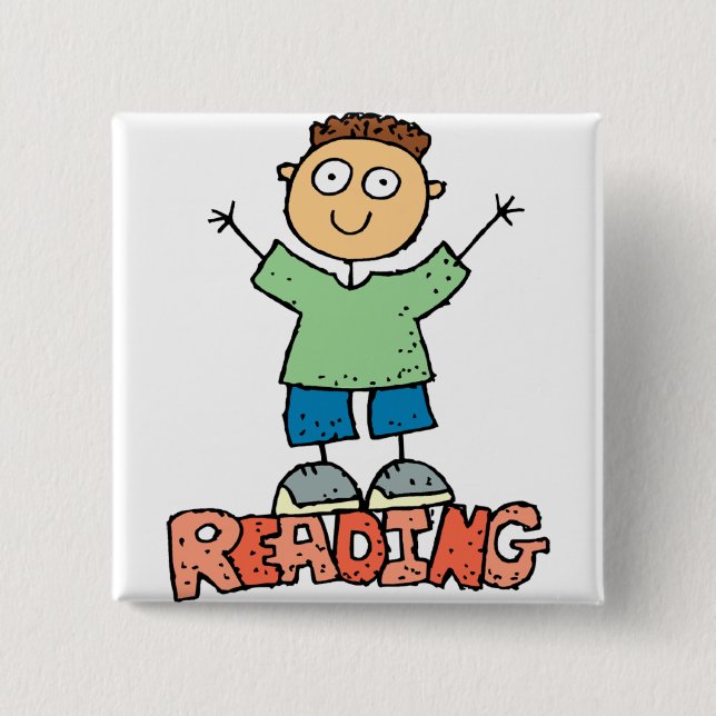 Badge Carré 5 Cm La Lecture Est Amusante (Devant)