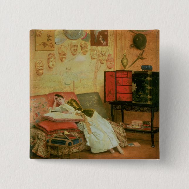 Badge Carré 5 Cm La Liseuse (Devant)