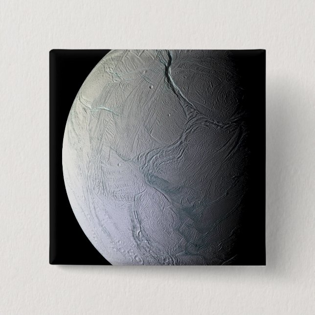 Badge Carré 5 Cm La lune de Saturne Encelade (Devant)