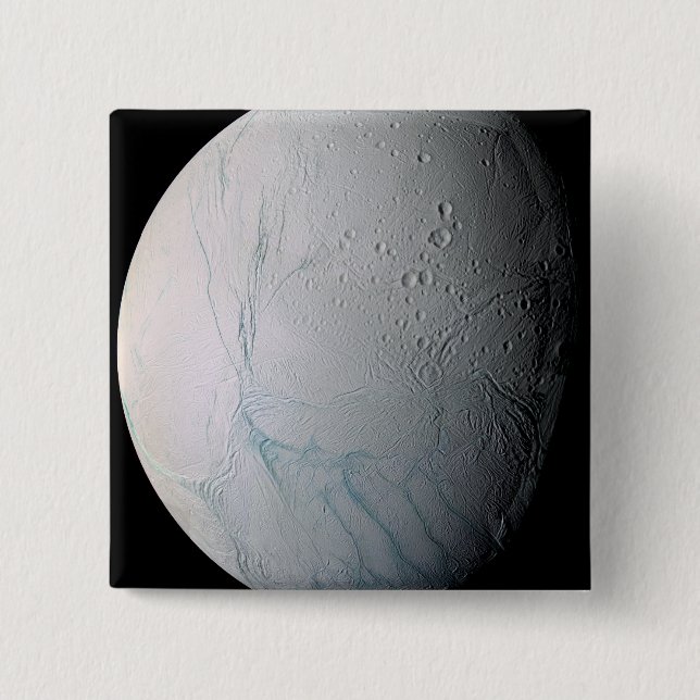 Badge Carré 5 Cm La lune de Saturne Encelade 2 (Devant)