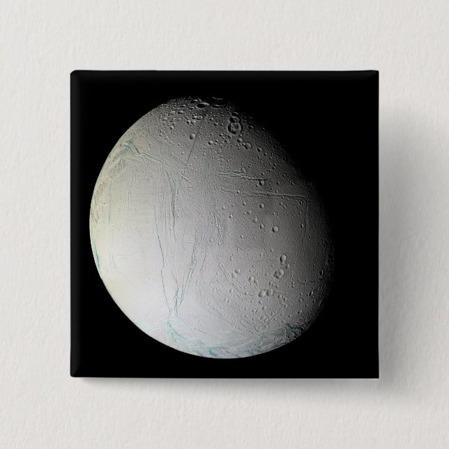 Badge Carré 5 Cm La lune de Saturne Encelade 3 (Devant)