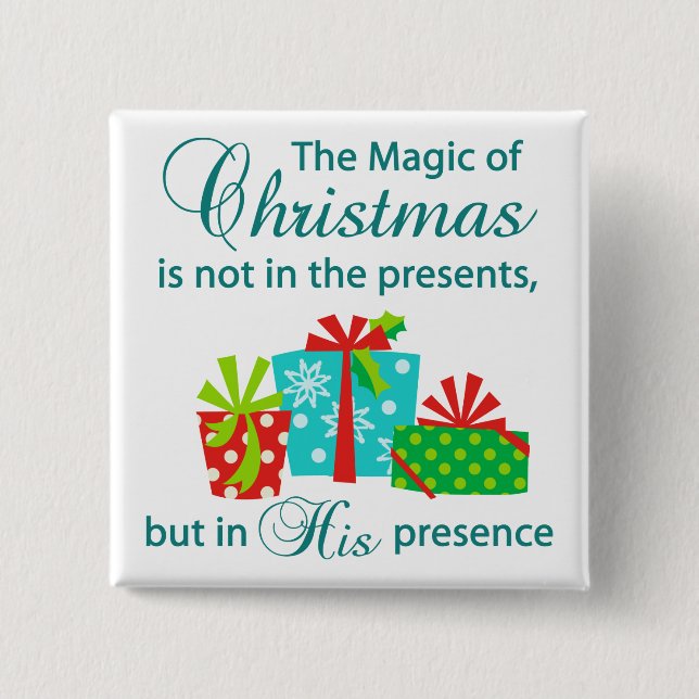 Badge Carré 5 Cm La magie de Noël (Devant)