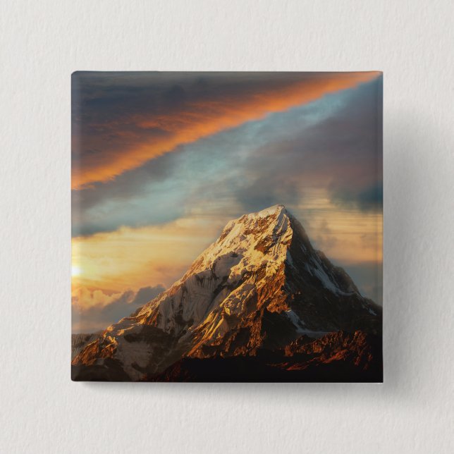 Badge Carré 5 Cm La montagne majestueuse (Devant)