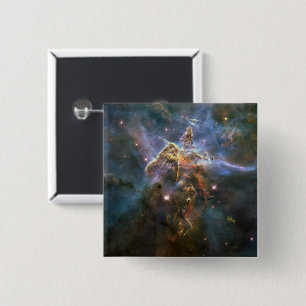 Badge Carré 5 Cm La montagne mystique en Carina Nebula Espace Hubbl