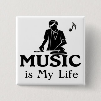 Badge Carré 5 Cm La musique est ma vie