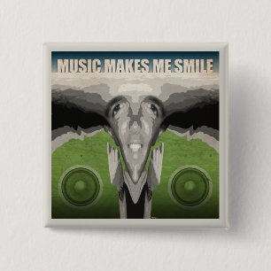 Badge Carré 5 Cm La musique me fait sourire