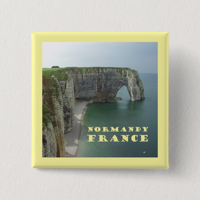 Badge Carré 5 Cm La Normandie France (Devant)