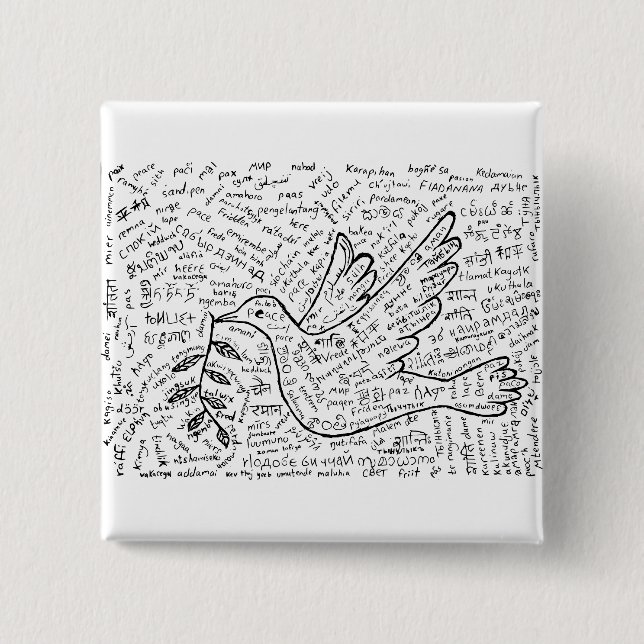 Badge Carré 5 Cm La paix dans toutes les langues (Devant)