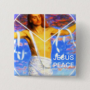 BADGE CARRÉ 5 CM LA PAIX DE JÉSUS