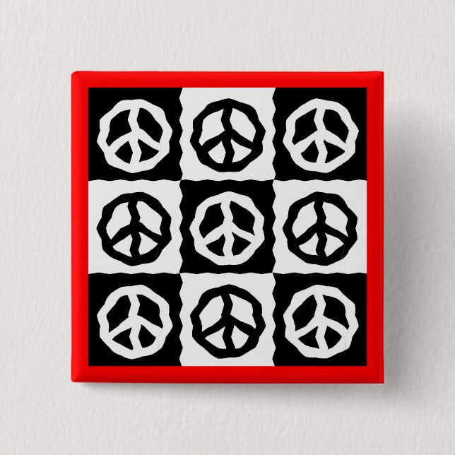 Badge Carré 5 Cm La PAIX EST POPULAIRE - customisé (Devant)