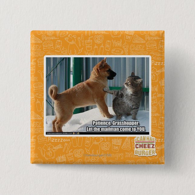 Badge Carré 5 Cm La patience, sauterelle (Devant)
