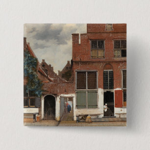 Badge Carré 5 Cm La petite rue par Johannes Vermeer