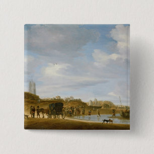 Badge Carré 5 Cm La plage chez Egmond-an-Zee