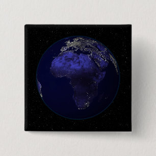 Badge Carré 5 Cm La pleine terre la nuit montrant l'Afrique et