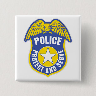 Badge Carré 5 Cm La police protège et sert l'insigne