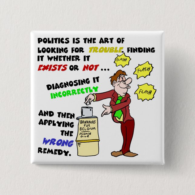 Badge Carré 5 Cm La politique est un art (1) (Devant)