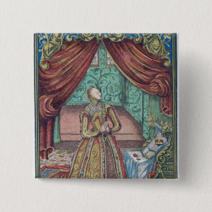 Badge Carré 5 Cm La Reine Elizabeth I à la prière, frontispice