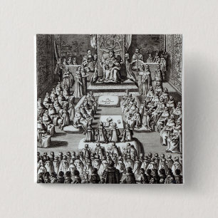Badge Carré 5 Cm La Reine Elizabeth I et Parlement