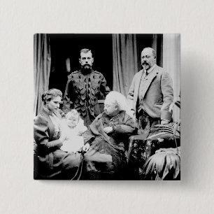 Badge Carré 5 Cm La Reine Victoria, tsar Nicholas II