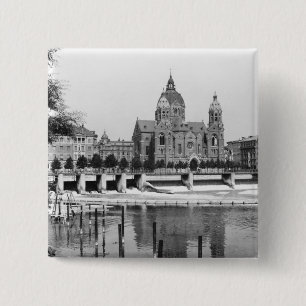 Badge Carré 5 Cm La rivière Isar à Munich, c.1910