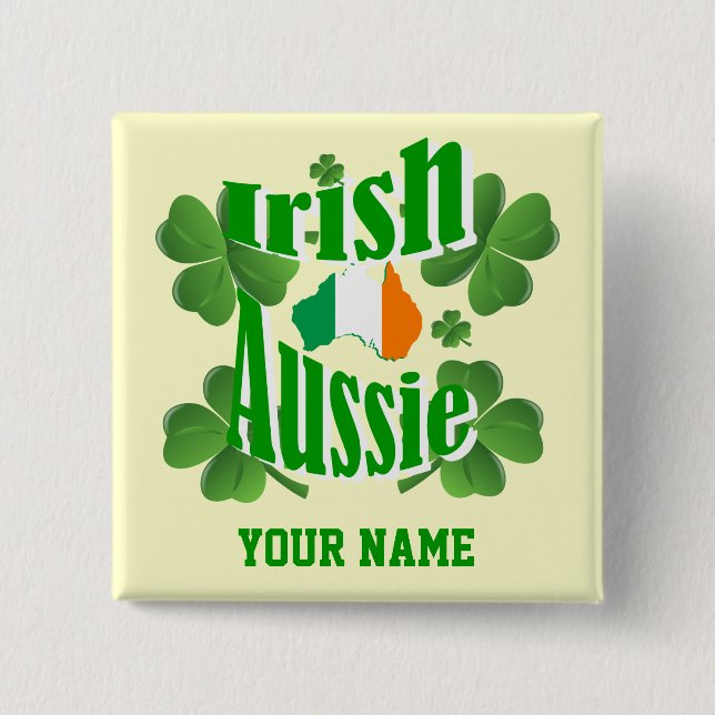 Badge Carré 5 Cm La Saint Patrick d'Australie irlandaise (Devant)