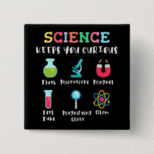 Badge Carré 5 Cm La science vous garde curieux