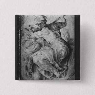 Badge Carré 5 Cm La sibylle libyenne, après Michangelo Buonarroti