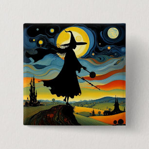 Badge Carré 5 Cm La Sorcière