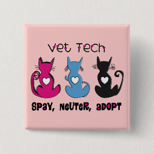 Badge Carré 5 Cm La technologie de vétérinaire STÉRILISENT NEUTR
