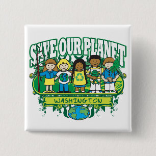 Badge Carré 5 Cm La terre badine Washington