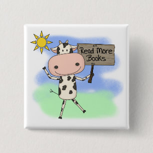 Badge Carré 5 Cm La vache Lire Plus De Livres