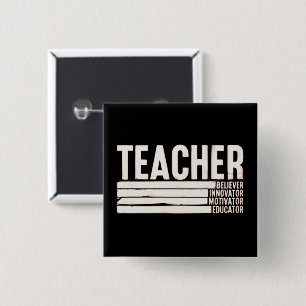 Badge Carré 5 Cm La vie d'enseignant rentrée scolaire 