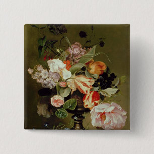 Badge Carré 5 Cm La vie toujours avec des fleurs