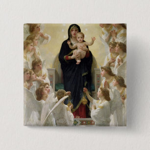 Badge Carré 5 Cm La Vierge avec Angels, 1900