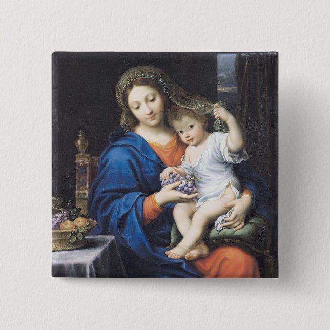 Badge Carré 5 Cm La Vierge des raisins, 1640-50 (Devant)