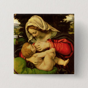 Badge Carré 5 Cm La Vierge du coussin vert, 1507-10